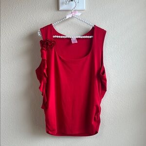 No Boundaries Red Ruffle Women's Blouse